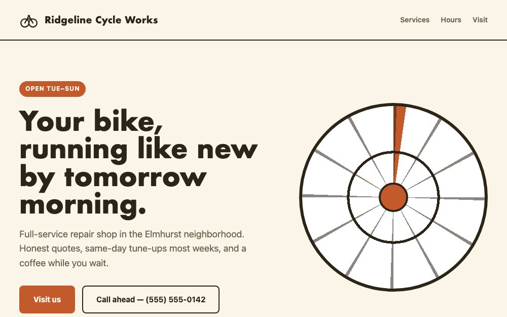 Ridgeline Cycle Works template preview