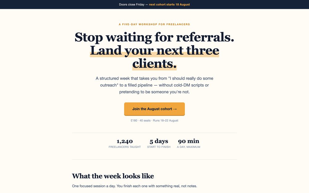The Five-Day Client Sprint offer page template preview