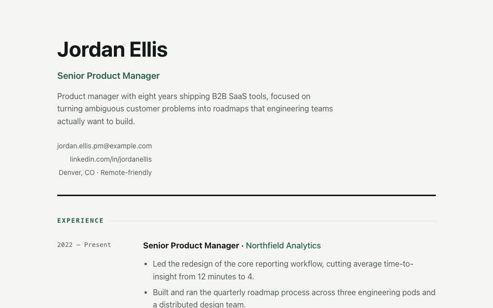 Jordan Ellis — Résumé template preview